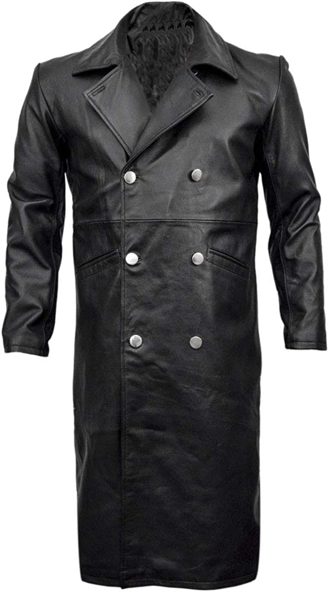 German Military Uniform WW2 Black Leather coat - Real USAJacket