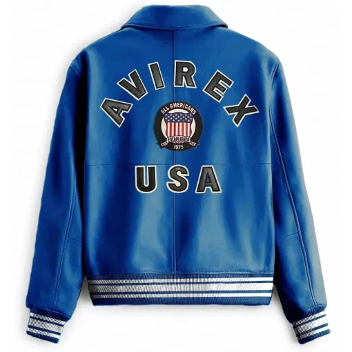 Avirex USA Blue Leather Jacket - Real USAJacket