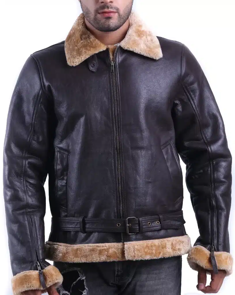 Luke-SF Aviator Dark Brown Sheepskin Leather Jacket - Real USAJacket