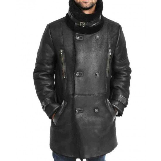 Double Breasted Shearling Sheepskin Coat