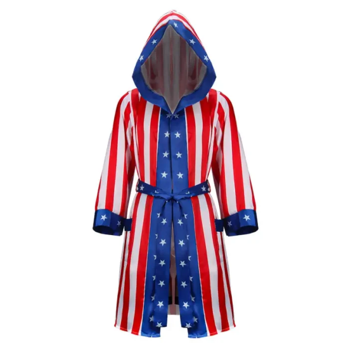 Rocky Balboa Boxing Costume Independence Day American Flag Cosplay Bathrobe