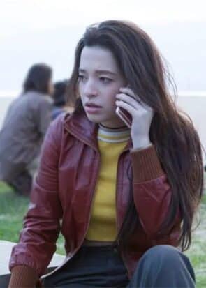 Better Things S05 Max Maroon Leather Jacket