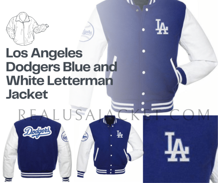 Los Angeles Dodgers Blue and White Letterman Jacket