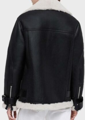 Shearling Coller Women’s Stylish Black Biker Jacket