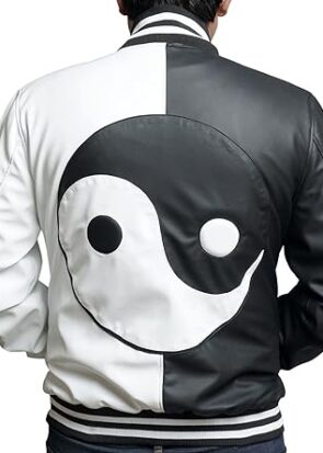 Yin Yang Feng Shui Taijitu Bomber Windbreaker Fashion Slim Fit Black White Jacket