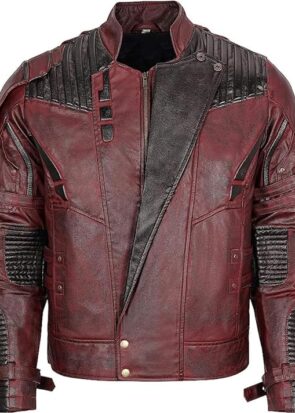 Guardian of the Galaxy 2 Star Distressed Maroon Lord Jacket