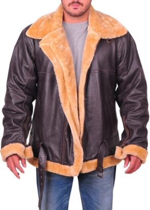 Dunkirk Tom Hardy Farrier Fur Outerwear Leather Jacket