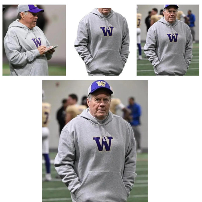 Bill Belichick Washington Huskies Grey Hoodie