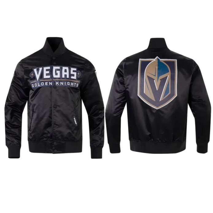Vegas Golden Knights Glam Black Varsity Jacket