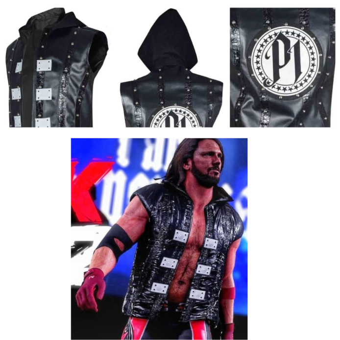 WWE 2K22 AJ Styles Black Leather Vest