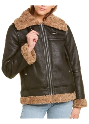 Laura SF Bomber Aviator Shearling Leather Jacket