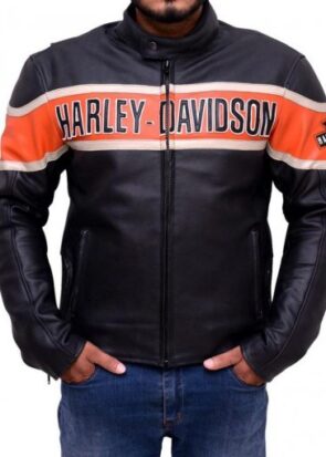 Harley Davidson Victory Black Real Leather Jacket