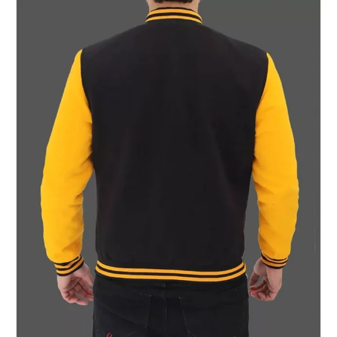 Handmade Black and Yellow Baseball Varsity Bomber University College Lightweight Jacket
