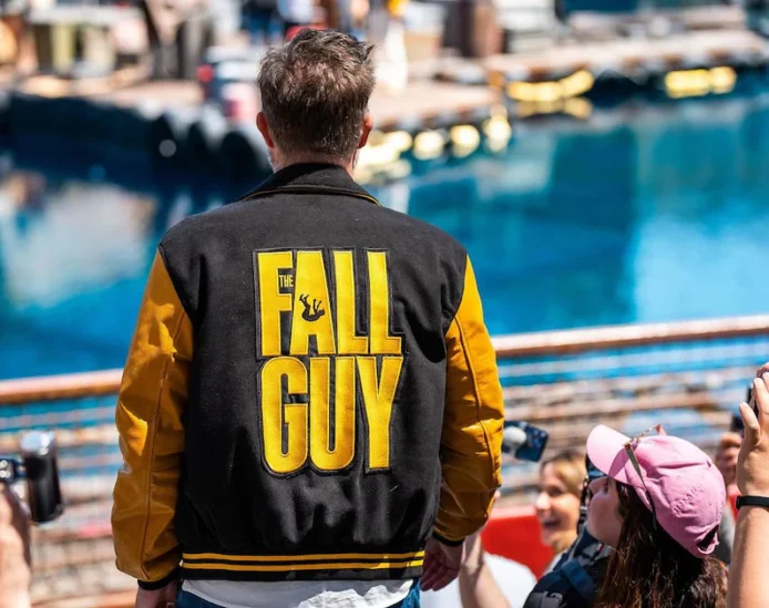 Ryan Gosling's The Fall Guy Letterman Jacket Handcrafted Black and Yellow Bomber Jacket