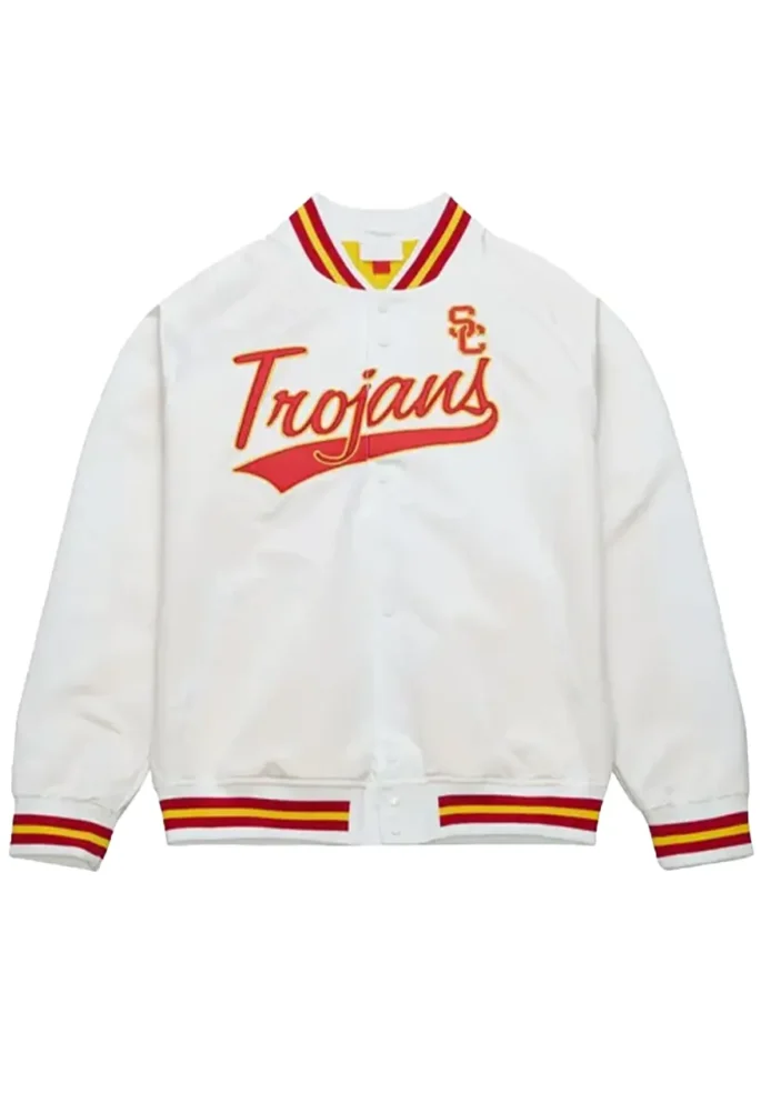 USC Trojans White Varsity Jacket