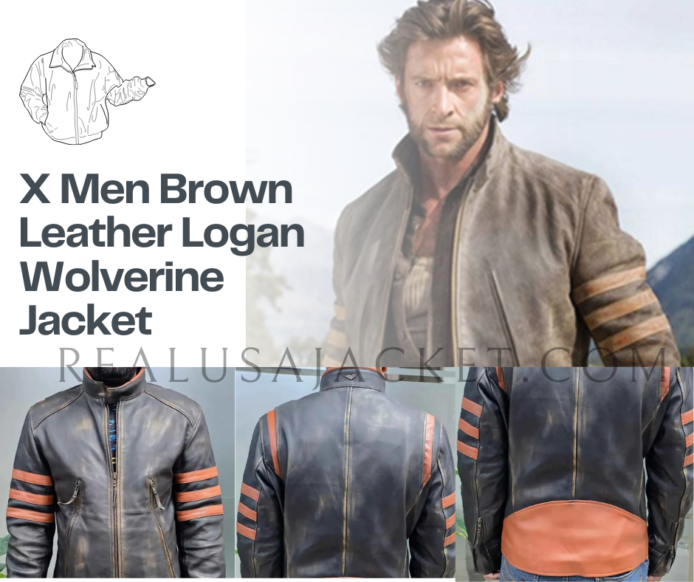 X Men Brown Leather Logan Wolverine Jacket