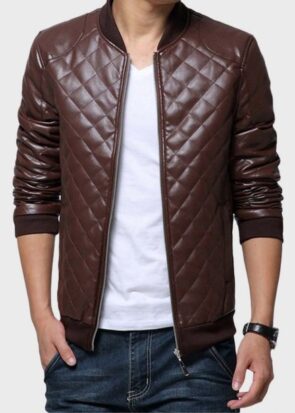 Mens Quilted Leather Jacket