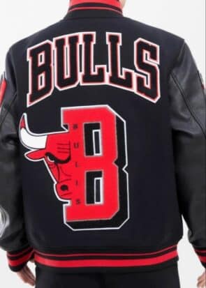 Chicago Vintage Baseball Letterman Black Wool & Leather Bull Jacket