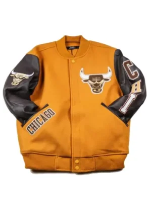 NBA Chicago Bulls Yellow Brown Varsity Jacket