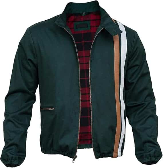 thumbnail image 2 of SF FASHIONS The Boys Hughie Campbell Green Cotton Jacket - TV Series Inspired, Striped Sleeves 2 of 13