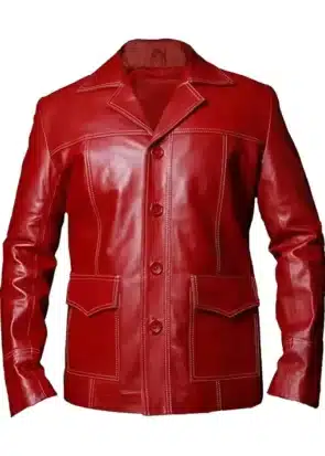 Fight Club Tyler Durden Red Leather Jacket