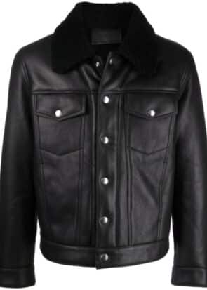 Men's Black Trucker Leather Jacket