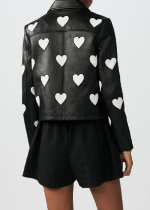 Women Heart Black Leather Jacket