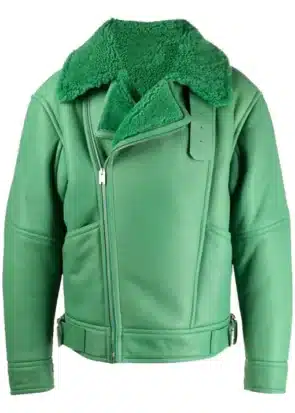 Holly Aviator Shearling Fur Green Jacket