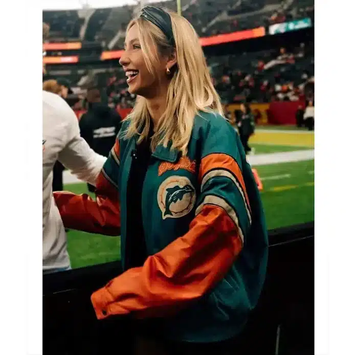 Alix Earle Miami Dolphins Leather Jacket