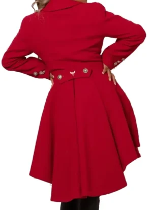 Womens Princess Red Midi Coat