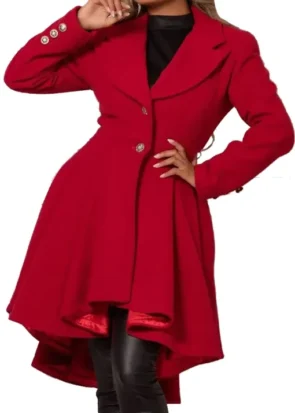 Womens Princess Red Midi Coat