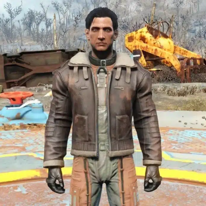 Armor Fallout 4 Bomber Shearling Leather Jacket