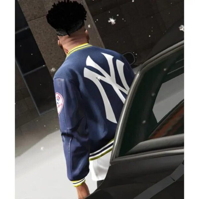 Supreme New York Yankees GTA 5 Navy Blue Varsity Cosplay Costume Jacket