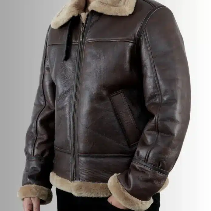 Leon Kennedy Brown Shearling Bomber Jacket Resident Evil 4 Cosplay
