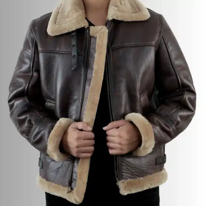 Leon Kennedy Brown Shearling Bomber Jacket Resident Evil 4 Cosplay