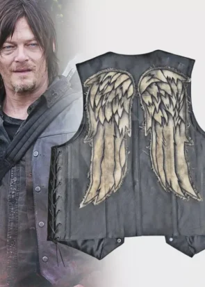 Daryl Dixon Leather Vest, Daryl Dixon Costume, Daryl Dixon Angel Wings Motorcycle Vest, The Walking Dead Cosplay, Walking dead Costume