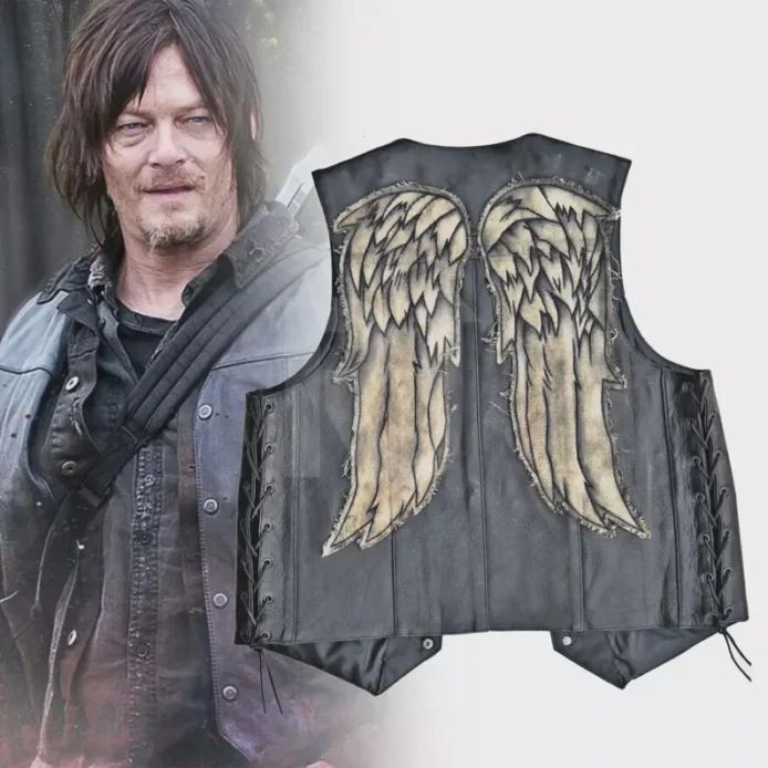 Daryl Dixon Leather Vest, Daryl Dixon Costume, Daryl Dixon Angel Wings Motorcycle Vest, The Walking Dead Cosplay, Walking dead Costume
