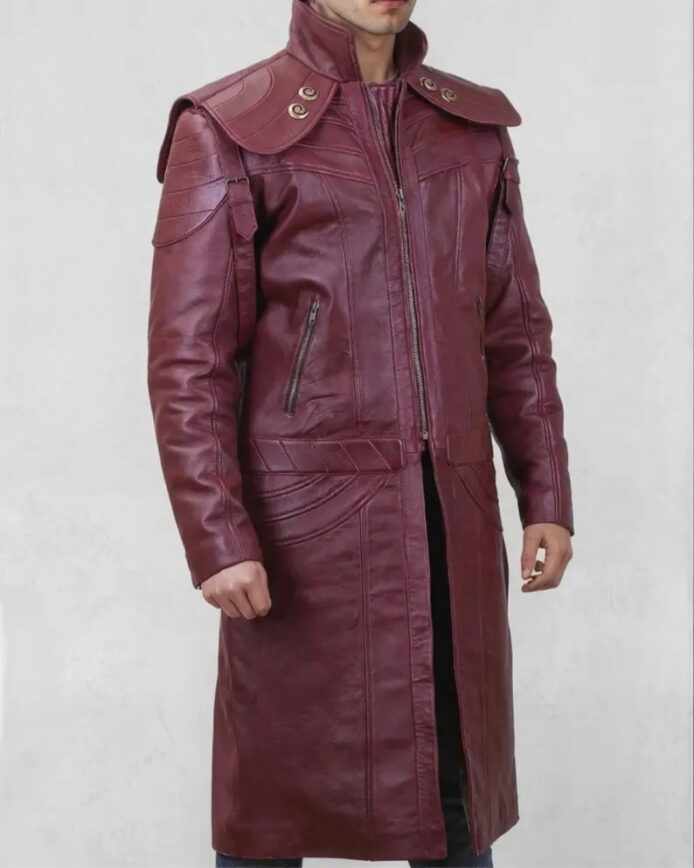DMC 5 Dante Maroon Cosplay Leather Coat, Game Accurate Cosplay Costume, Devil May Cry Unisex Coat