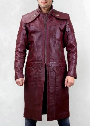 DMC 5 Dante Maroon Cosplay Leather Coat, Game Accurate Cosplay Costume, Devil May Cry Unisex Coat