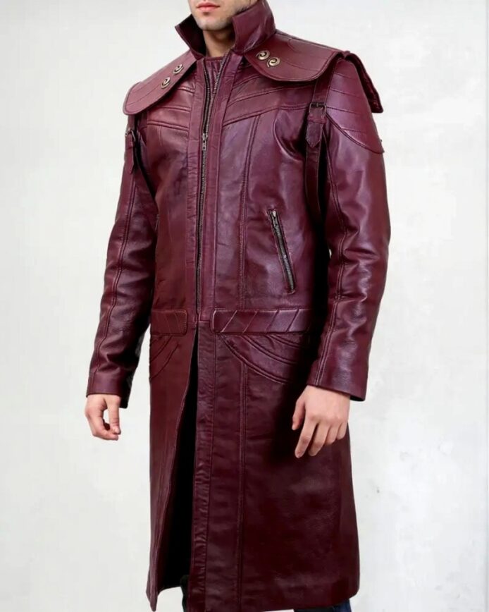 DMC 5 Dante Maroon Cosplay Leather Coat, Game Accurate Cosplay Costume, Devil May Cry Unisex Coat