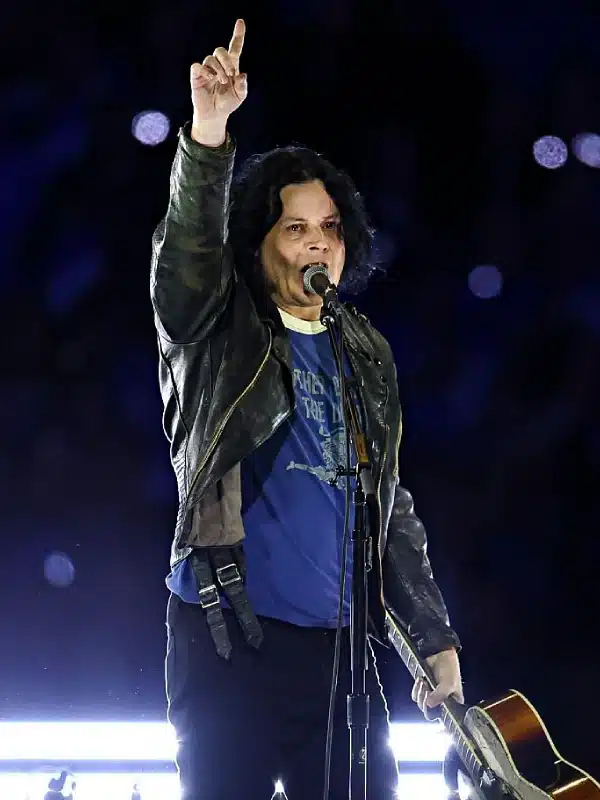 Jack White Halftime Show Black Leather Jacket