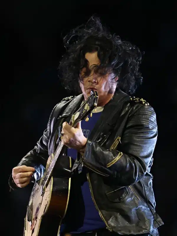 Jack White Halftime Show Black Leather Jacket