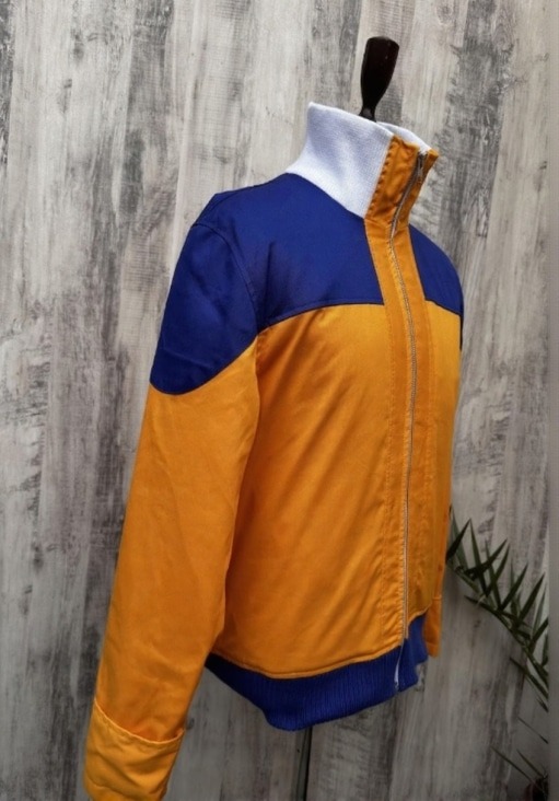 Anime Ninja Cosplay Jacket – Orange & Blue High Collar Streetwear