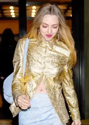 Amanda Seyfried NYFW 2026 Golden Jacket