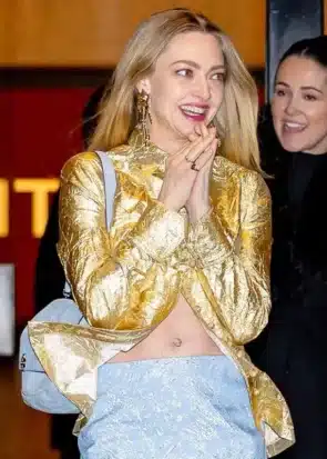 Amanda Seyfried NYFW 2026 Golden Jacket