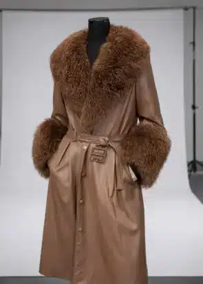 Goldie Boutilier Brown Shearling Brown Leather Coat