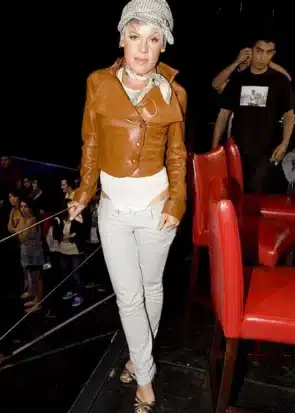 P!nk Brown Leather Jacket – FNMTV 2008 Inspired Classic Style Jacket