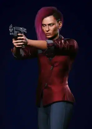 Cyberpunk 2077 V Female Maroon Jacket – Futuristic Game Cosplay Jacket