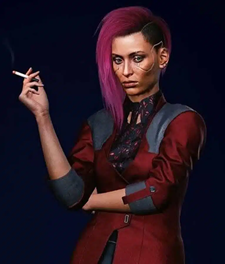 Cyberpunk 2077 V Female Maroon Jacket – Futuristic Game Cosplay Jacket