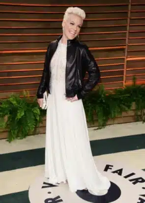 P!nk Black Leather Jacket – Vanity Fair Oscar Party 2014 Inspired Jacket